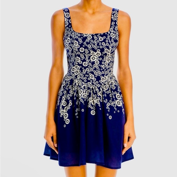 Aqua Bendita Dresses & Skirts - Aqua Bendita Elegant Navy Blue Floral Dress